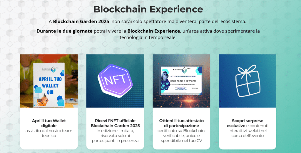 blockchain experience a blockchain garden 2025 blockchain garden 2025 wallet net attestato certificato in blockchain